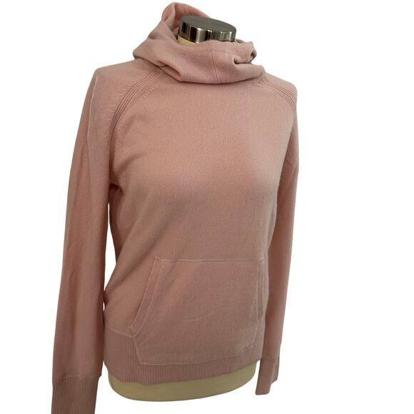 Kit and Ace Womens Light Pink Cashmere Knitted Hoodie Sweater Front Pocket M - Picture 1 of 8